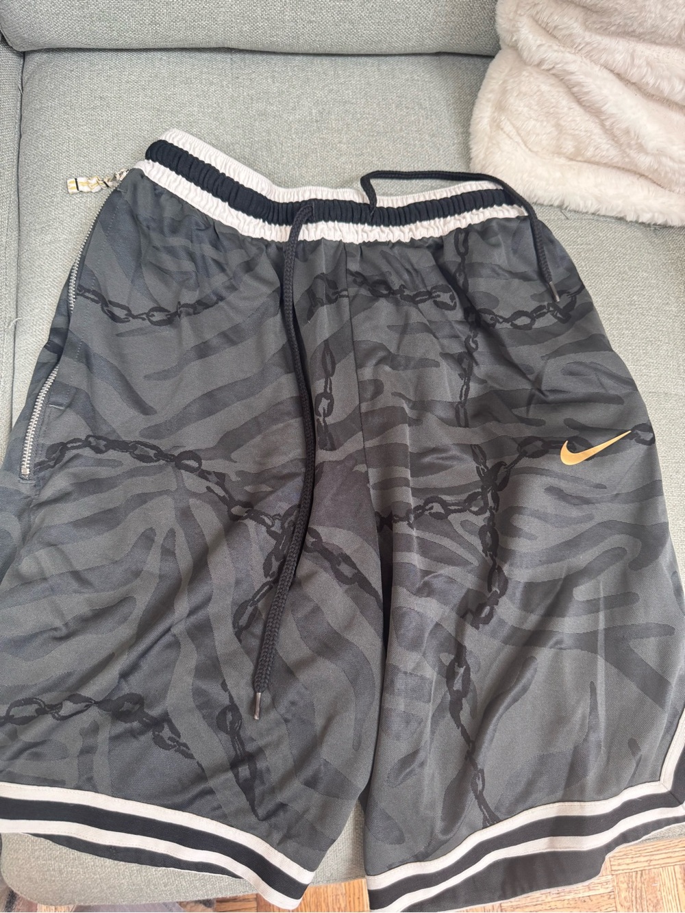 Nike Black and Cream Dri-FIT Drawstring Shorts